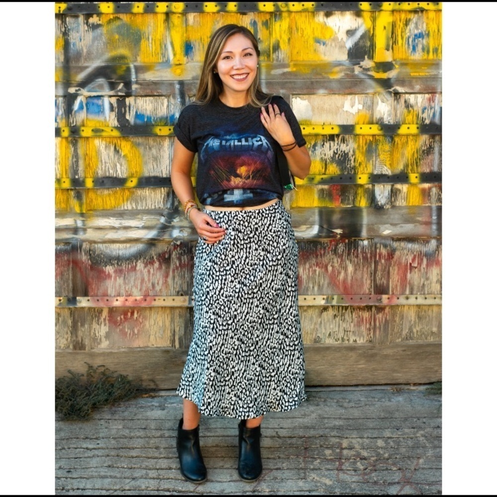 Print Bias Midi Skirt